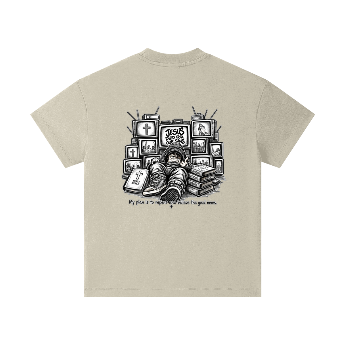 JESUS DIED FOR OUR SINS MY PLAN IS TO REPENT AND BELIEVE THE GOOD NEWS. Kids T-Shirt