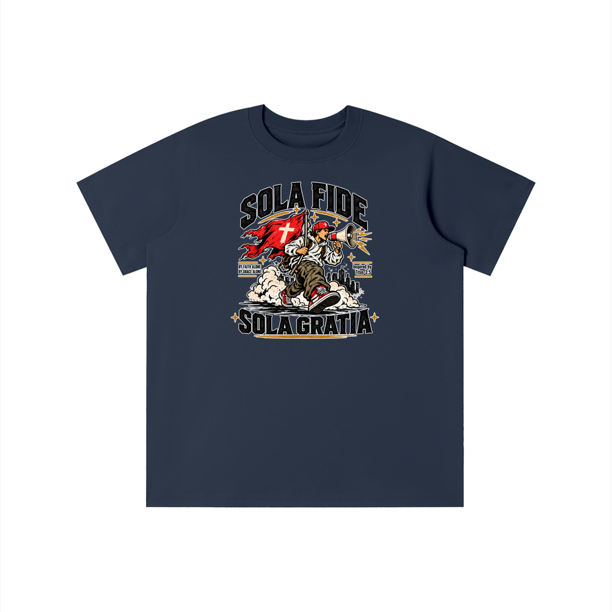 "Sola Fide / Sola Gratia" – Latin for "Faith Alone / Grace Alone." youth T-shirt