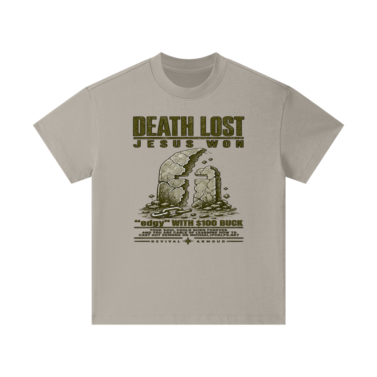 DEATH LOST JESUS WON "edgy" WITH $100 BUCK YOUR SOUL COULD BURN FOREVER AND YOU ARE CABLE OF LEARNING HOW TO CAST OUT DEMONS ON MICHAELJPHELPS.NET Kids T-Shirt
