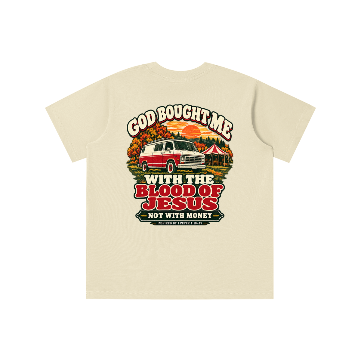 GOD BOUGHT ME WITH THE BLOOD OF JESUS NOT WITH MONEY - INSPIRED BY 1 PETER 1:18-19 - youth T-shirt