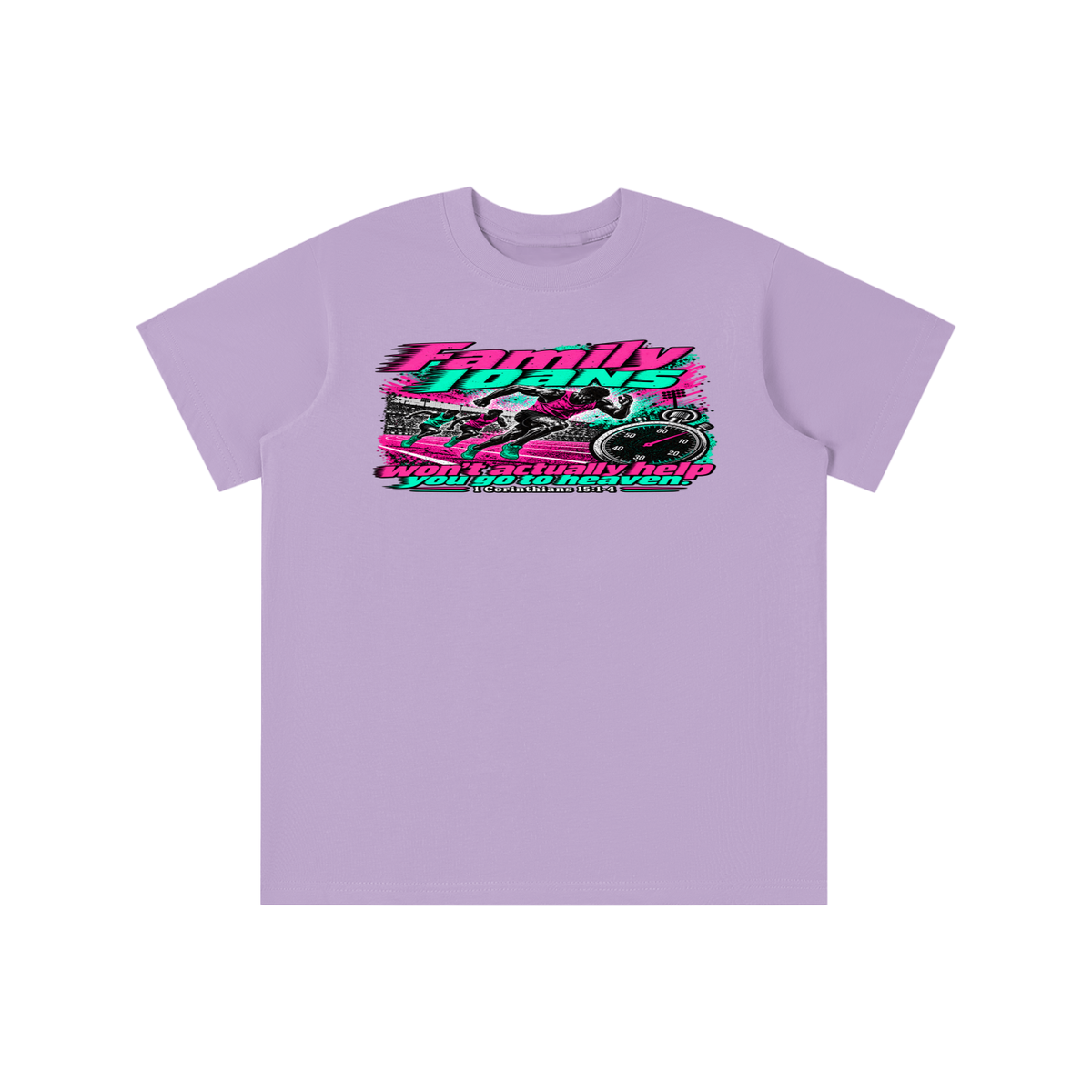 Family loans won't actually help you go to heaven. 1 Corinthians 15:1-4 youth T-shirt