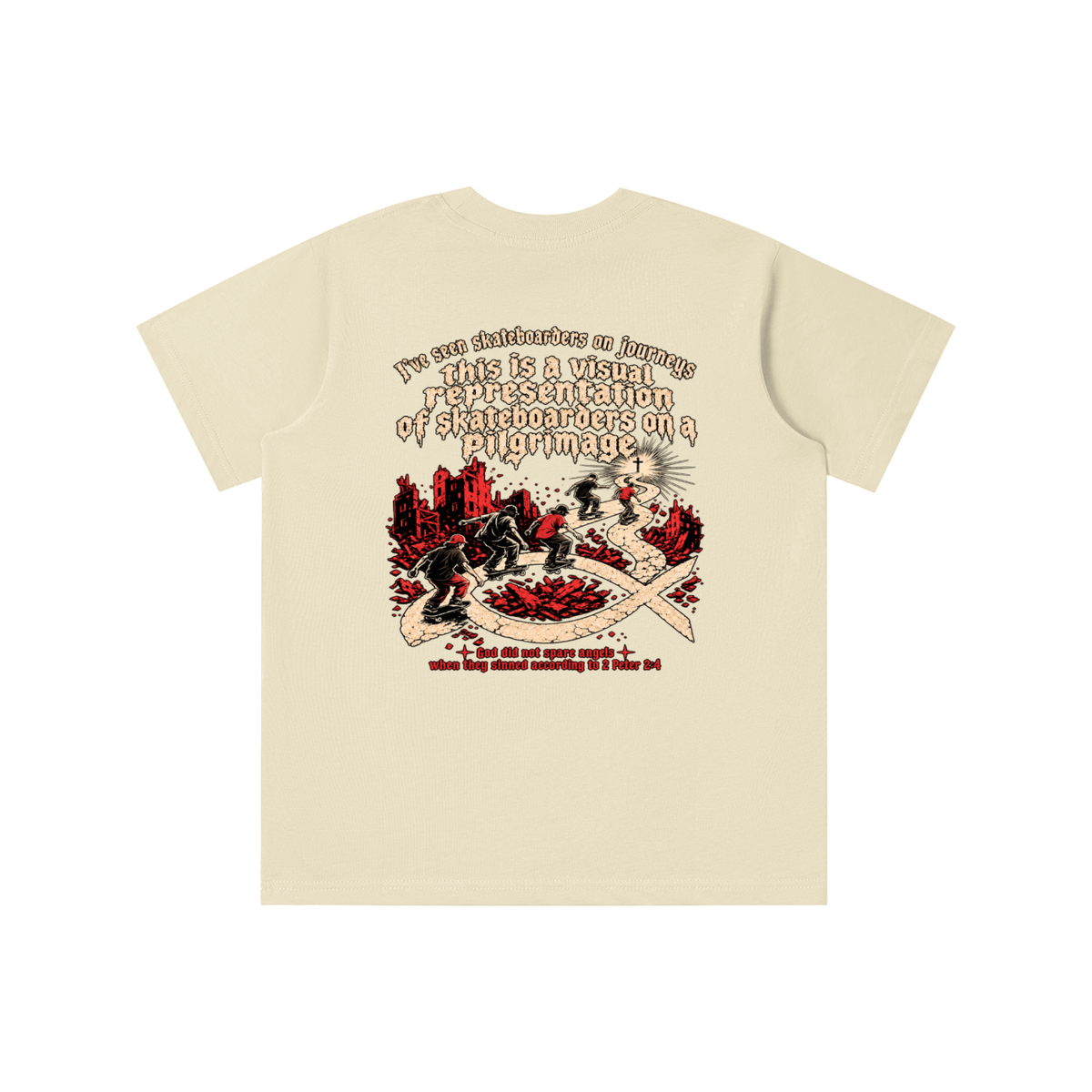 skateboarders on a pilgrimage youth T-shirt