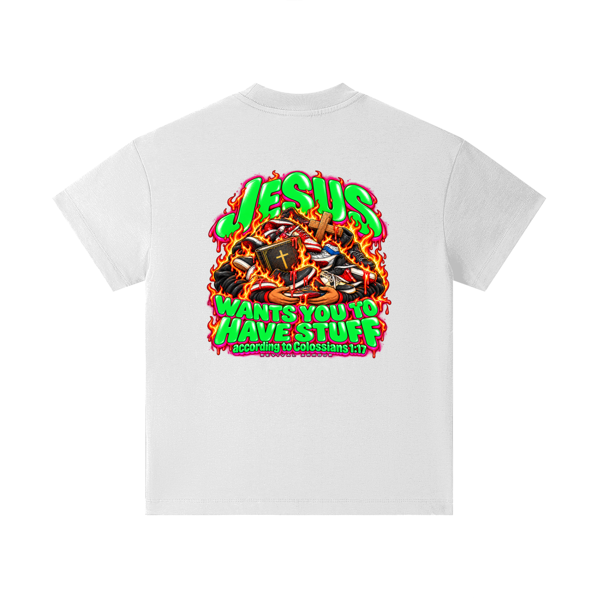 JESUS WANTS YOU TO HAVE STUFF according to COLLISIANS 1:17 Kids T-Shirt