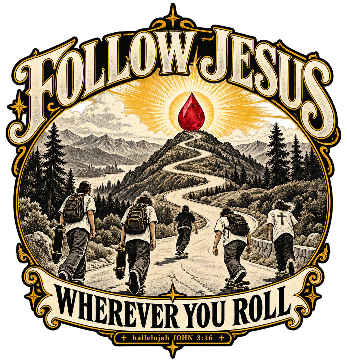 FOLLOW JESUS WHEREVER YOU ROLL hallelujah JOHN 3:16 Hoodie