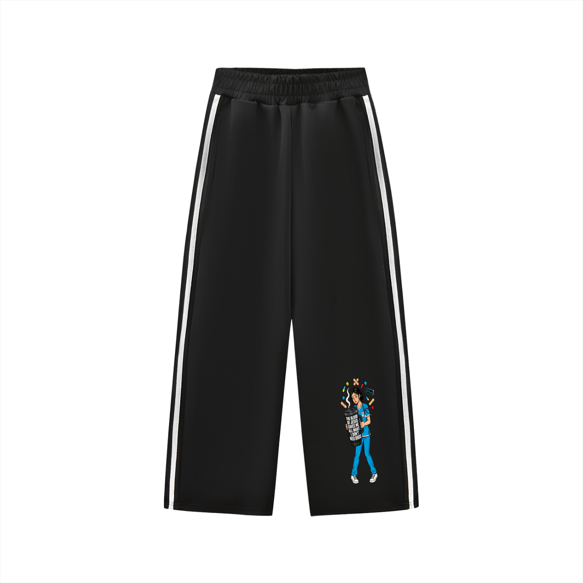 THE BLOOD OF JESUS SAVES ME ALL NIGHT I DON'T NEED DRUGS youth Sweatpants