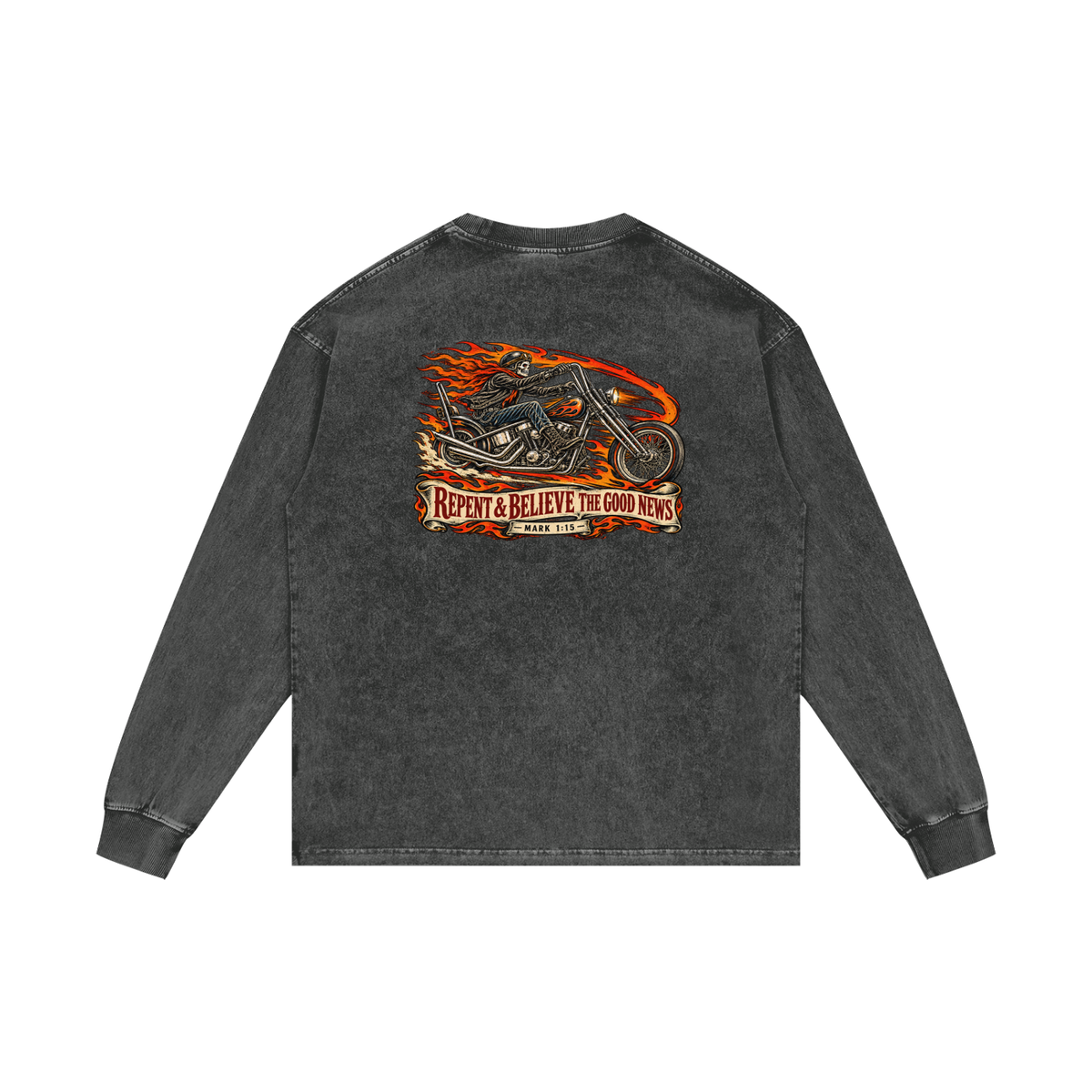 JESUS SAVES REPENT & BELIEVE THE GOOD NEWS - MARK 1:15 - Long Sleeve T-Shirt