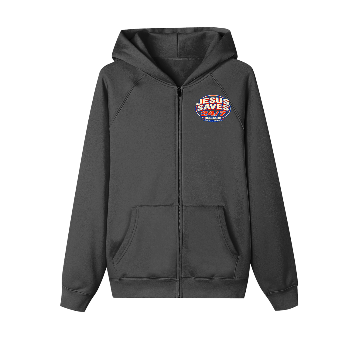 Jesus saves 24/7 Zip-up Fleece Hoodie Jacket