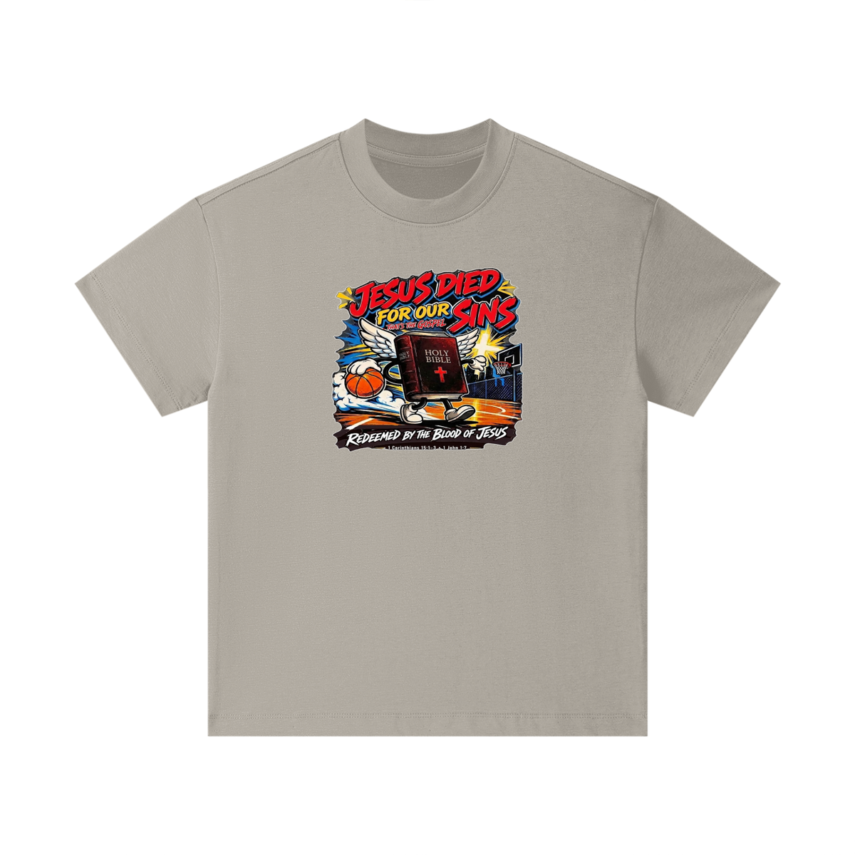 Jesus died for our sins that's the gospel redeemed by the blood of Jesus 1 Corinthians 15:1-3 . 1 John 1:7 Kids T-Shirt