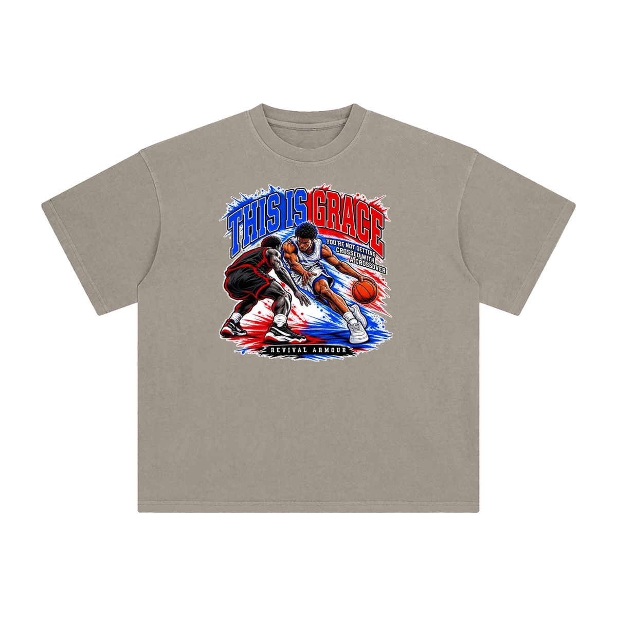 THIS IS GRACE YOU'RE NOT GETTING CROSSED WITH A CROSSOVER ( MARK 1:15 IS ON HIS SHOES TOO ) T-Shirt