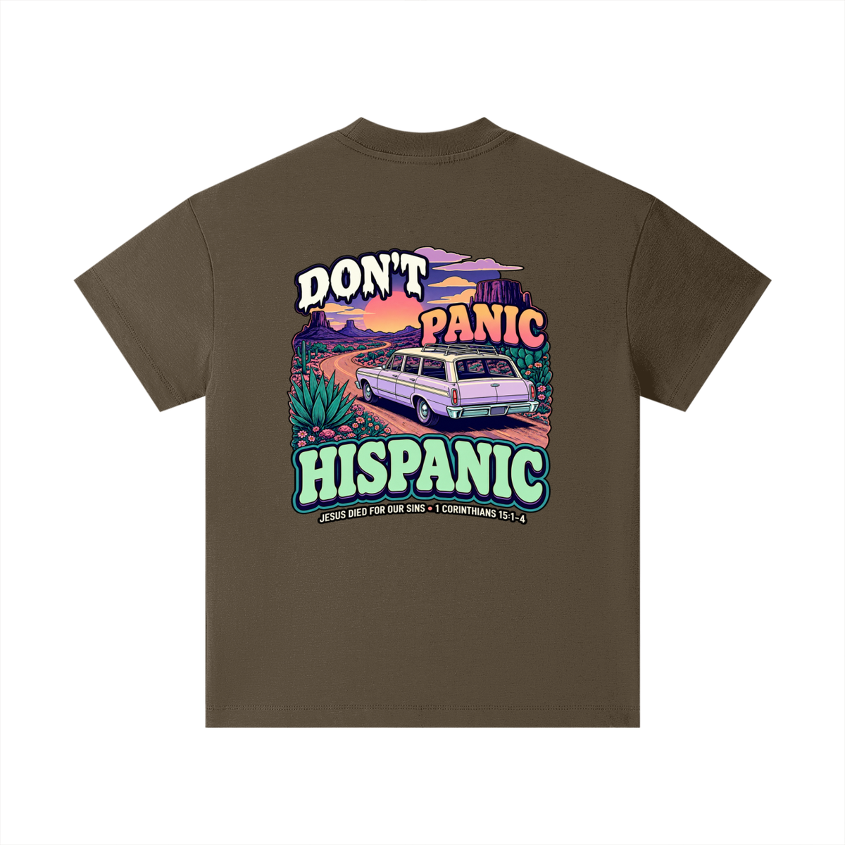 DON'T PANIC HISPANIC JESUS DIED FOR OUR SINS . 1 CORTHIANS 15:1-4 Kids T-Shirt