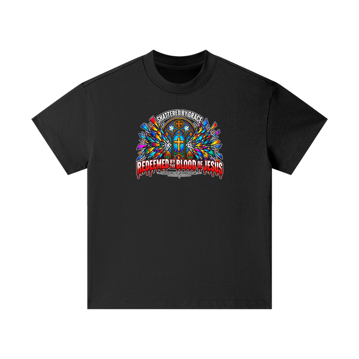 SHATTERED BY GRACE REDEEDMED BY THE BLOOD OF JESUS INSPIRED BY EPHESISANS 1:7 Kids T-Shirt