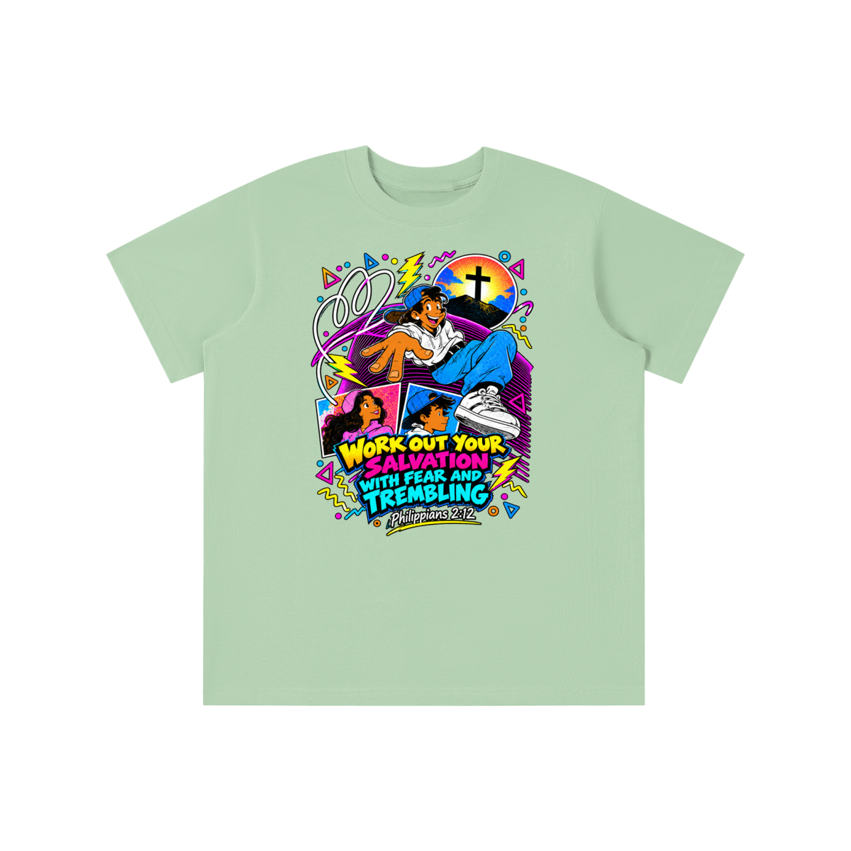 WORK OUT YOUR SALVATION WITH FEAR AND TREMBLING PHILIPPIANS 2:12 youth T-shirt