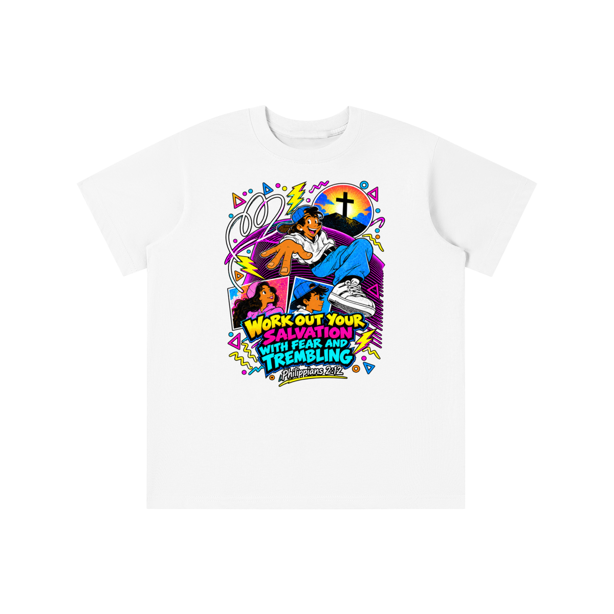 WORK OUT YOUR SALVATION WITH FEAR AND TREMBLING PHILIPPIANS 2:12 youth T-shirt