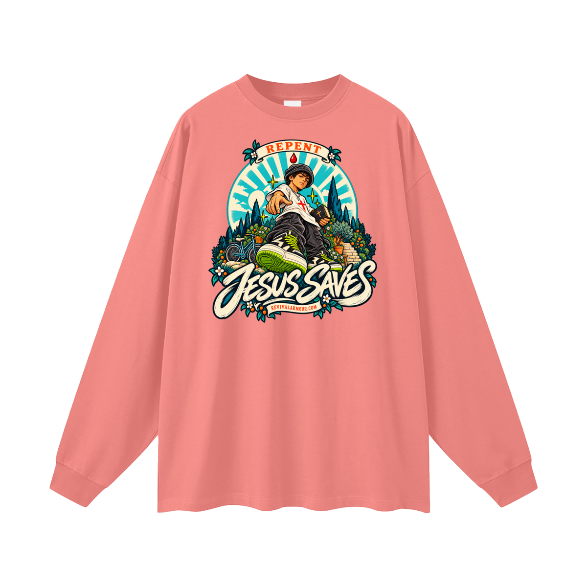 REPENT JESUS SAVES REVIVALARMOUR.COM Long Sleeve T-Shirt