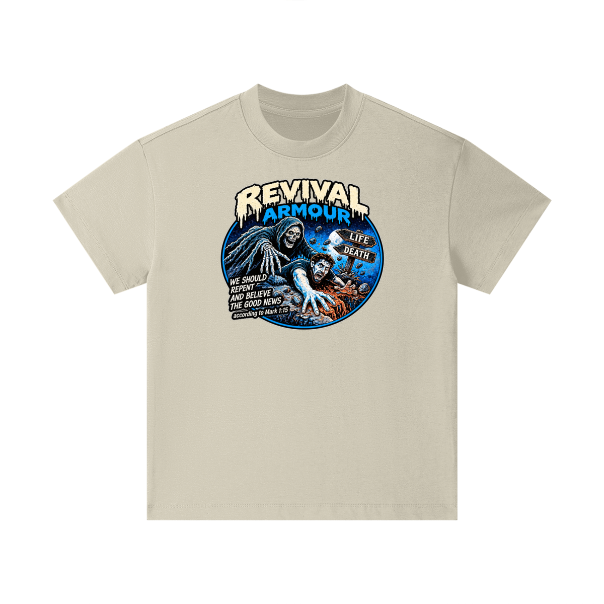REVIVAL ARMOUR WE SHOULD REPENT AND BELIEVE THE GOOD NEWS according to Mark 1:15 Kids T-Shirt
