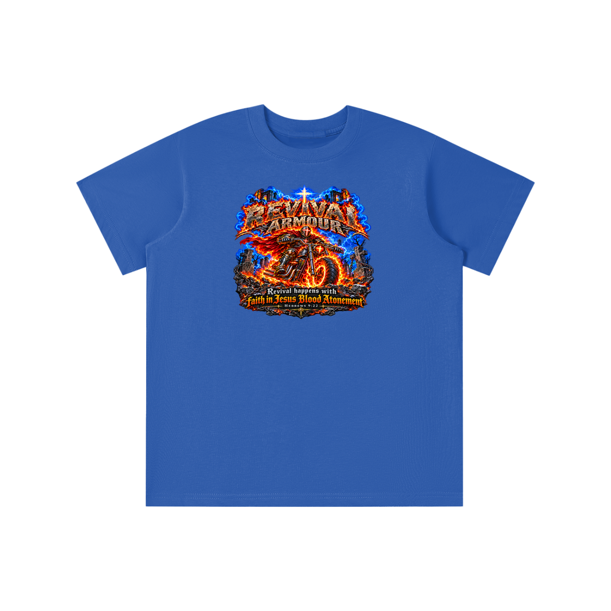 REVIVAL ARMOUR REVIVAL HAPPENS WITH FAITH IN JESUS BLOOD ATONEMENT - HEBREWS 9:22 youth T-shirt