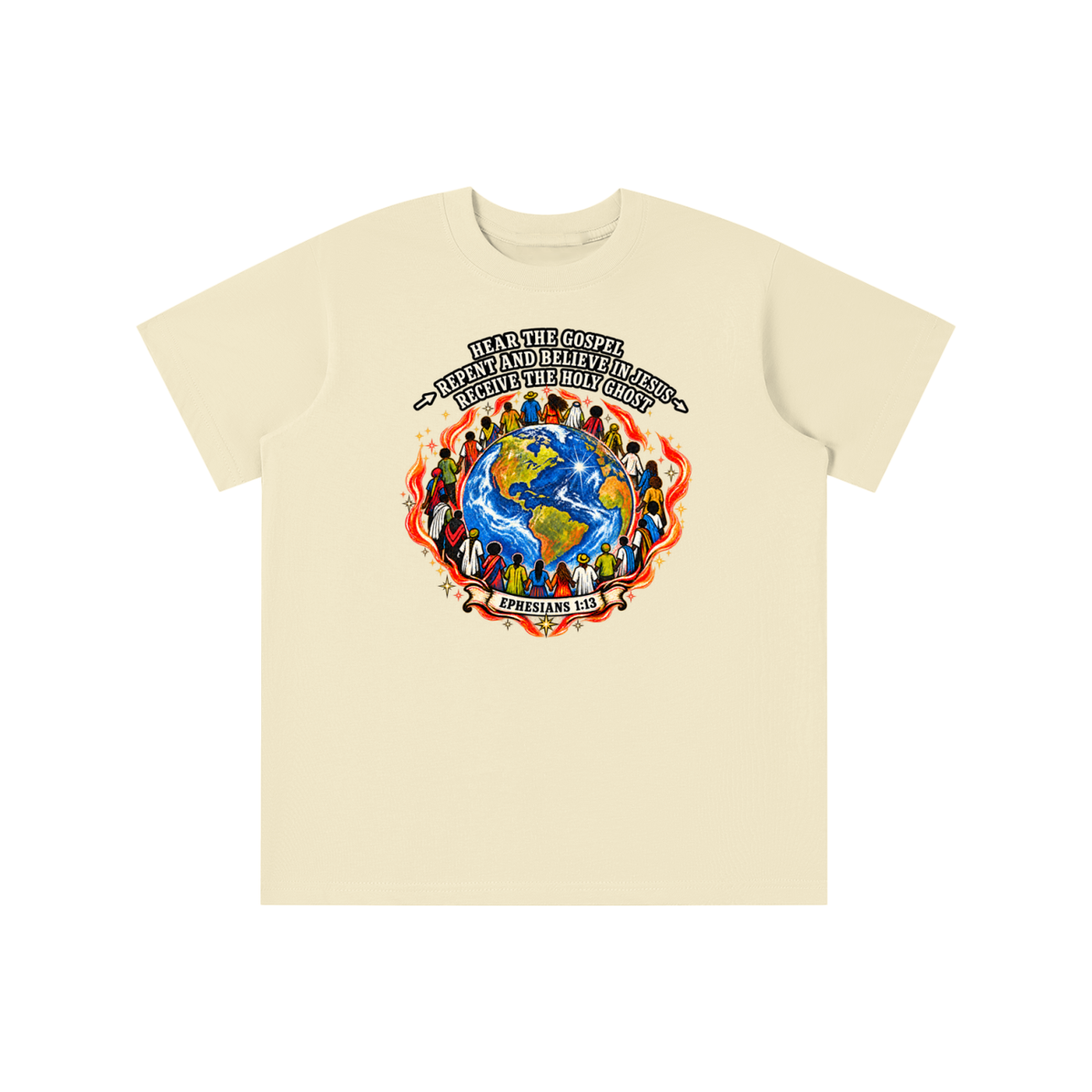 Hear the Gospel > repent and believe in Jesus > Receive the Holy Ghost youth T-shirt