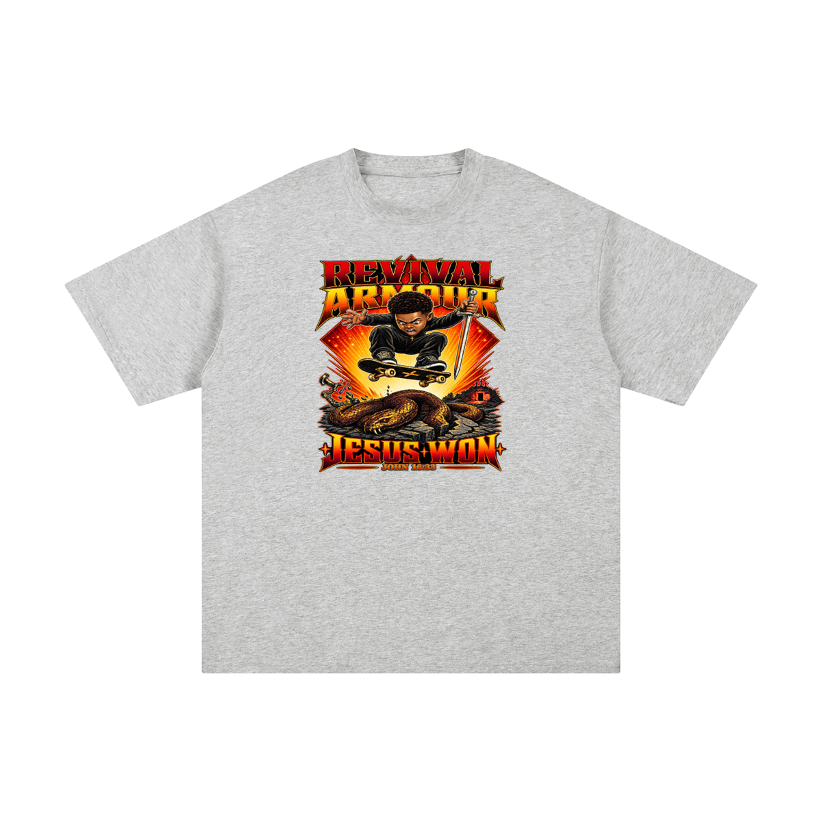 REVIVAL ARMOUR JESUS * WON - JOHN 16:33 - T-Shirt
