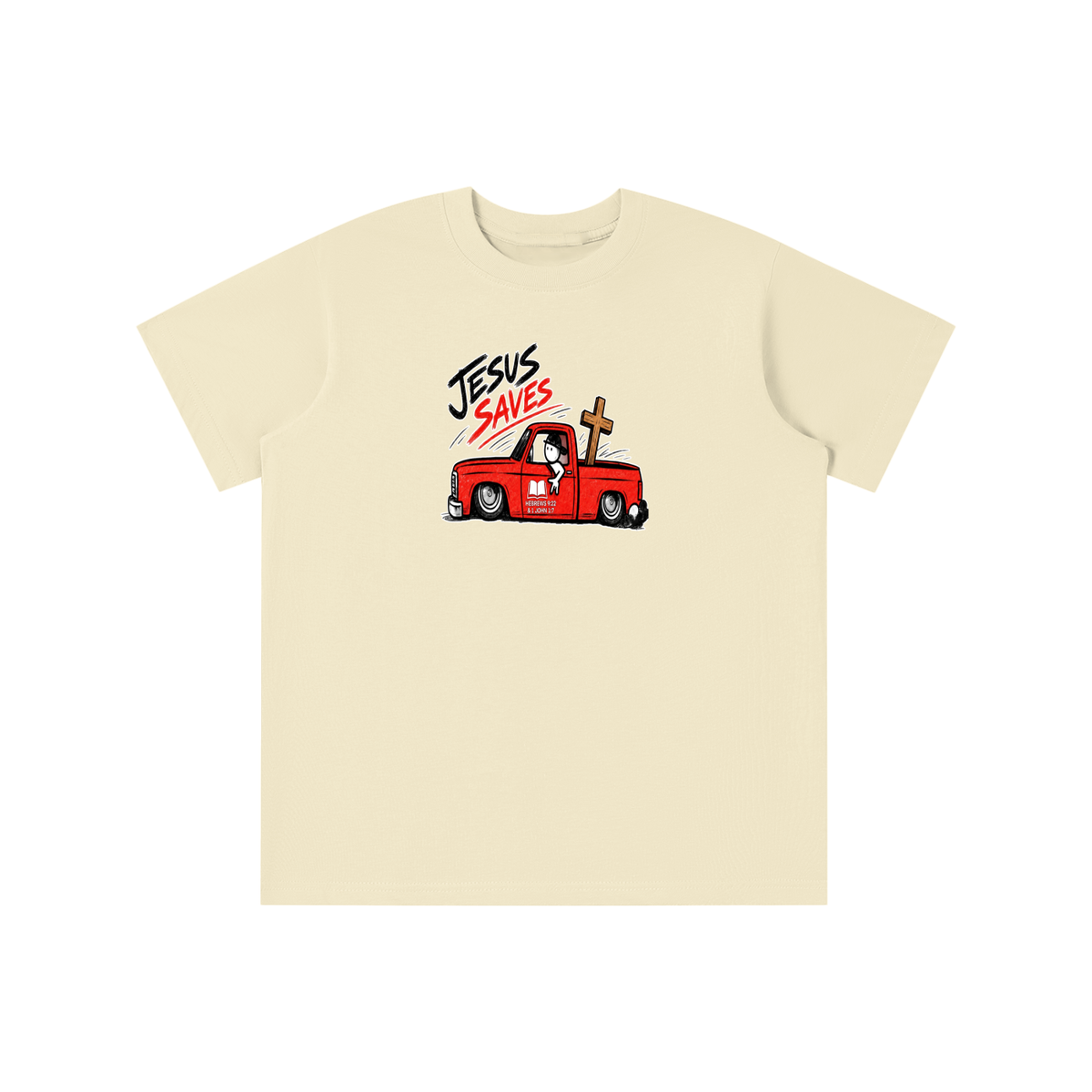 JESUS SAVES BOOK HEBREWS 9:22 & 1 JOHN 1:7 youth T-shirt