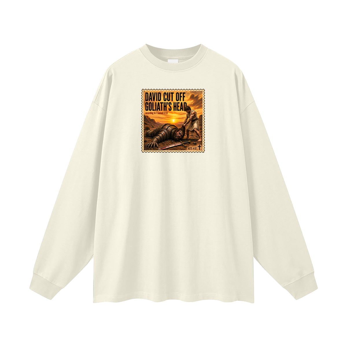 David cut off Goliath's head according to 1 Samuel 17:51 Long Sleeve T-Shirt