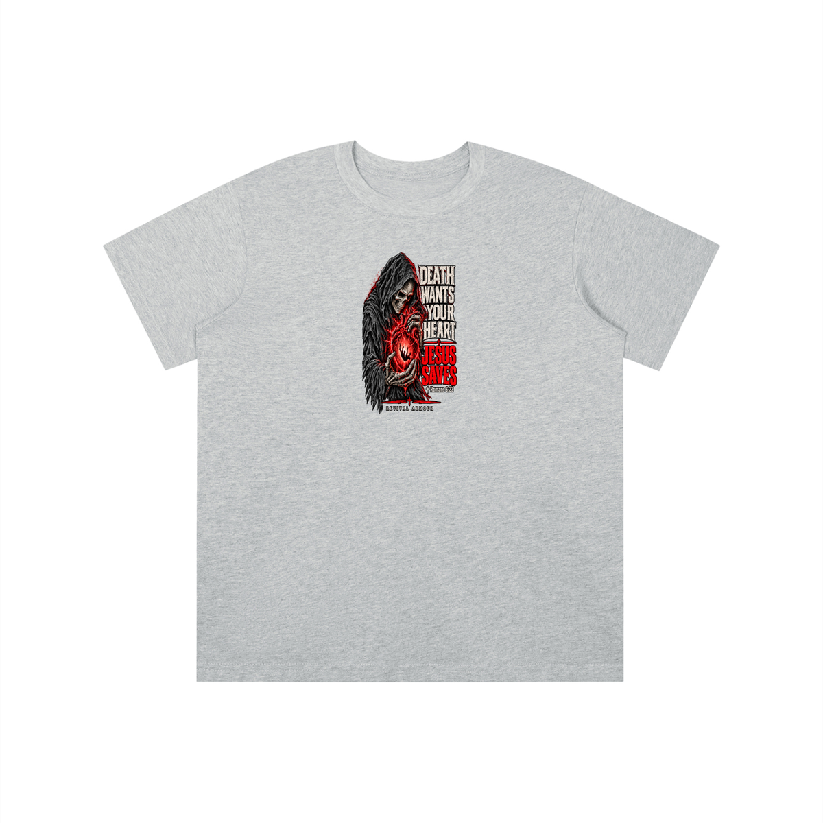 DEATH WANTS YOUR HEART JESUS SAVES ROMANS 6:23 REVIVAL ARMOUR youth T-shirt