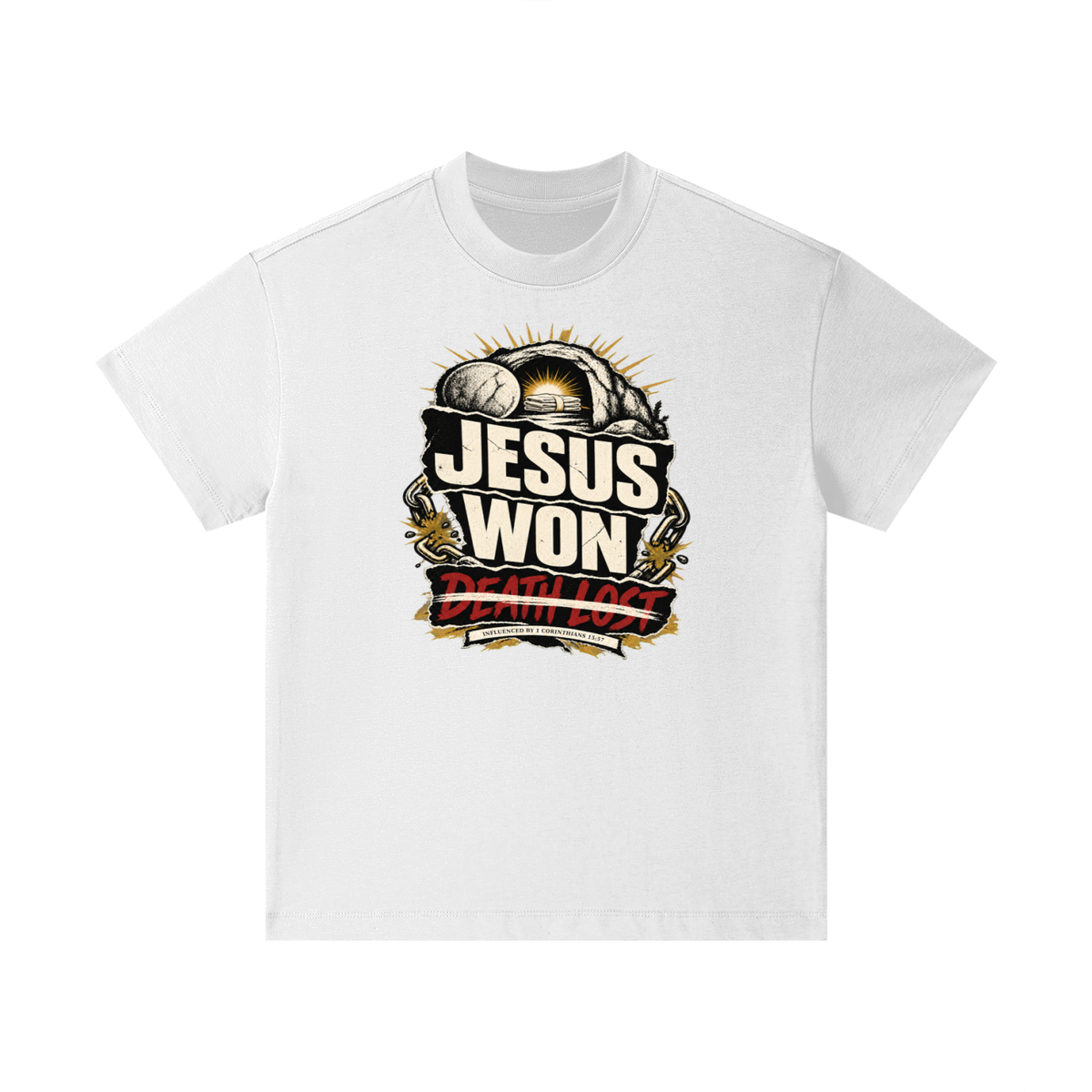 JESUS WON DEATH LOST INFLUENCED BY 1 CORINTHIANS 15:57 Kids T-Shirt