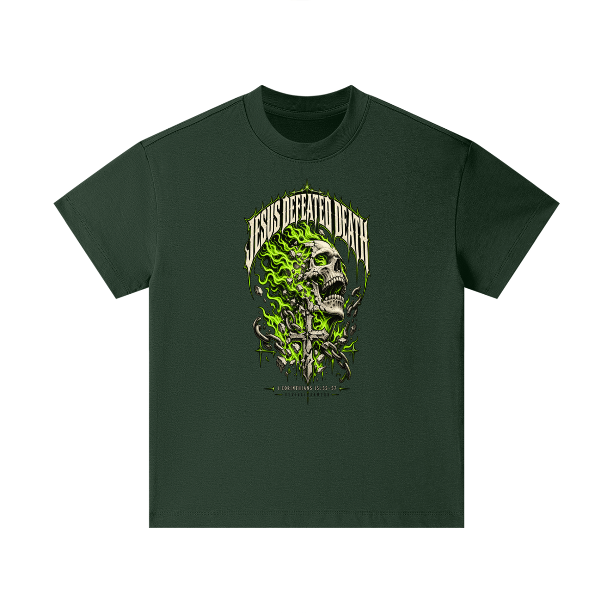 JESUS DEFEATED DEATH - 1 CORINTHIANS 15:55-57- Kids T-Shirt