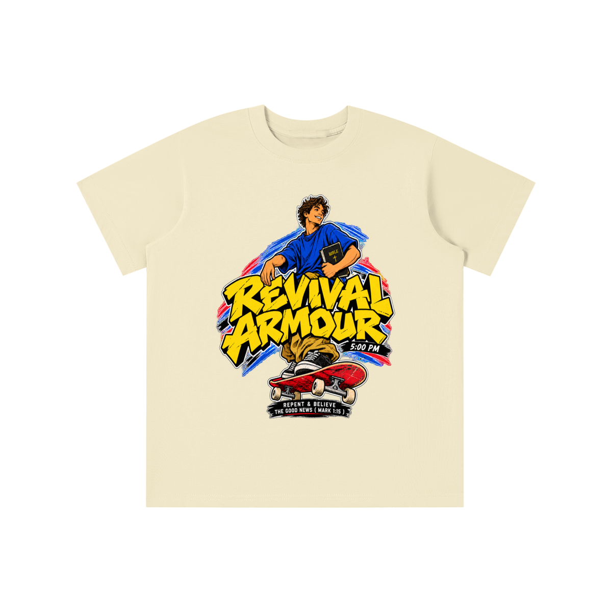 REVIVAL ARMOUR 5:00PM REPENT & BELIEVE THE GOOD NEWS ( MARK 1:15 ) youth T-shirt