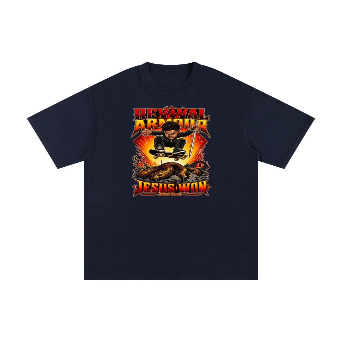 REVIVAL ARMOUR JESUS * WON - JOHN 16:33 - T-Shirt