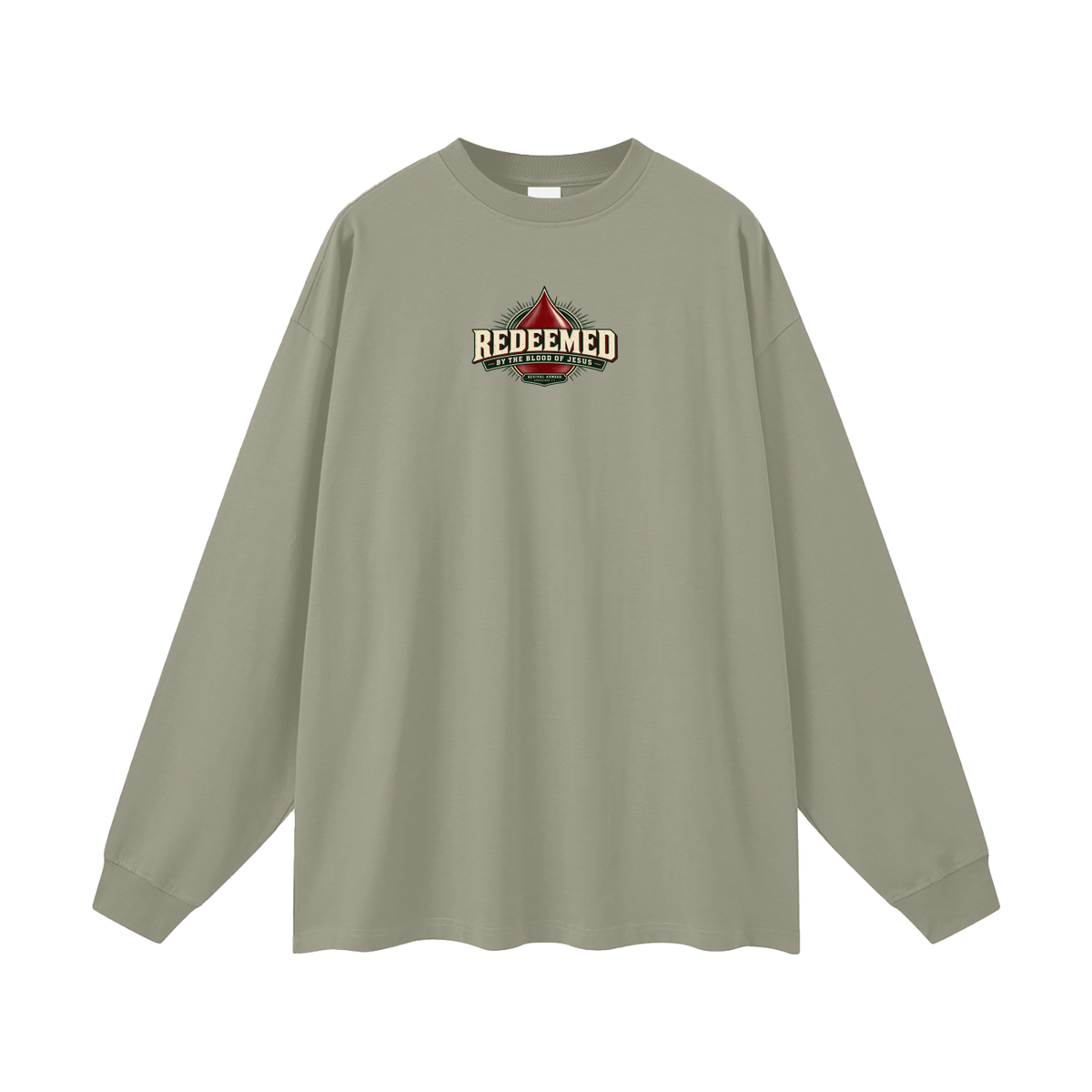REDEEMED BY THE BLOOD OF JESUS -REVIVAL ARMOUR- -EPHESIANS 1:7- Long Sleeve T-Shirt