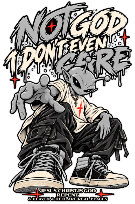 NOT GOD I DON'T EVEN CARE JESUS CHRIST IS GOD REPENT & HEAVEN & HELL ARE REAL PLACES Long Sleeve T-Shirt