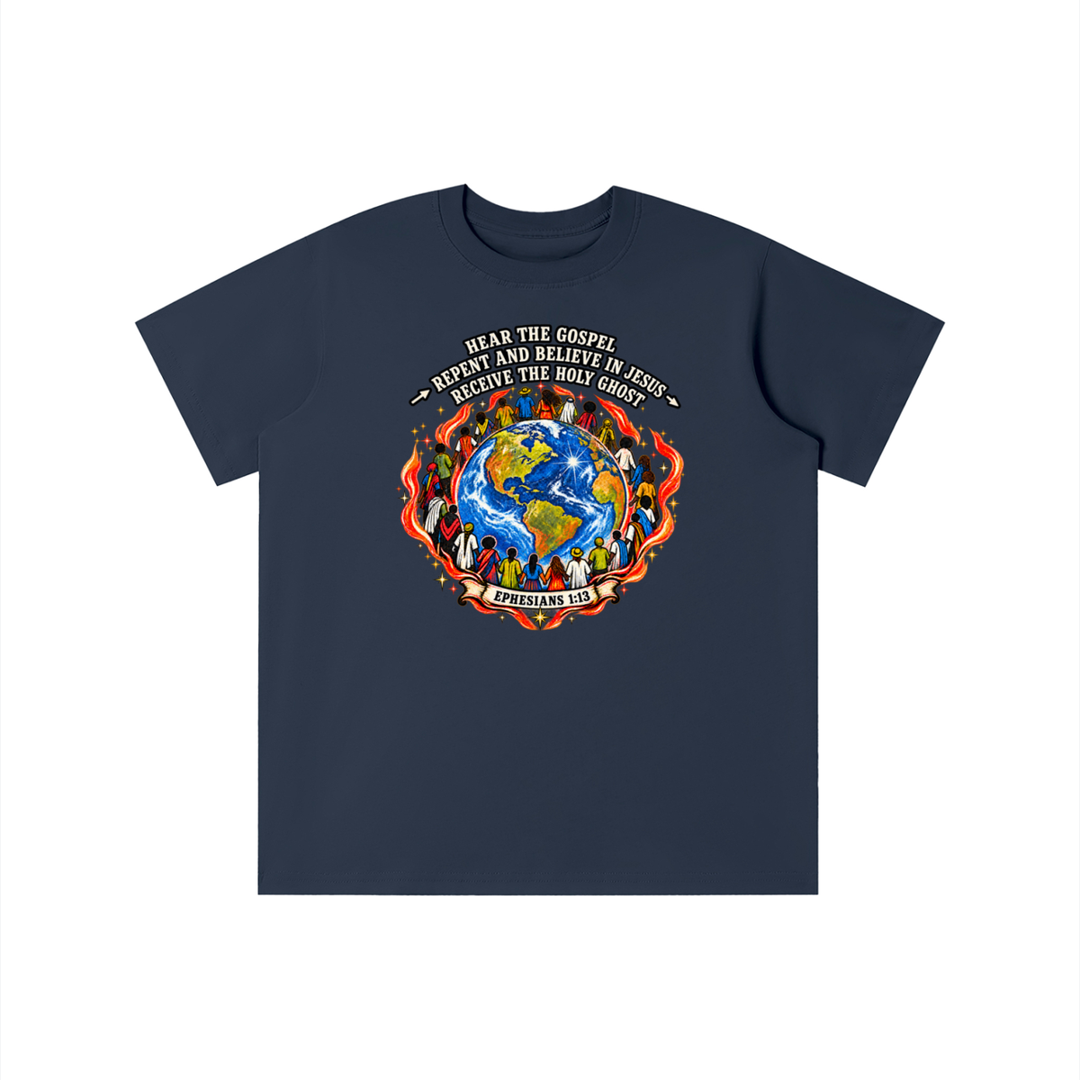 Hear the Gospel > repent and believe in Jesus > Receive the Holy Ghost youth T-shirt