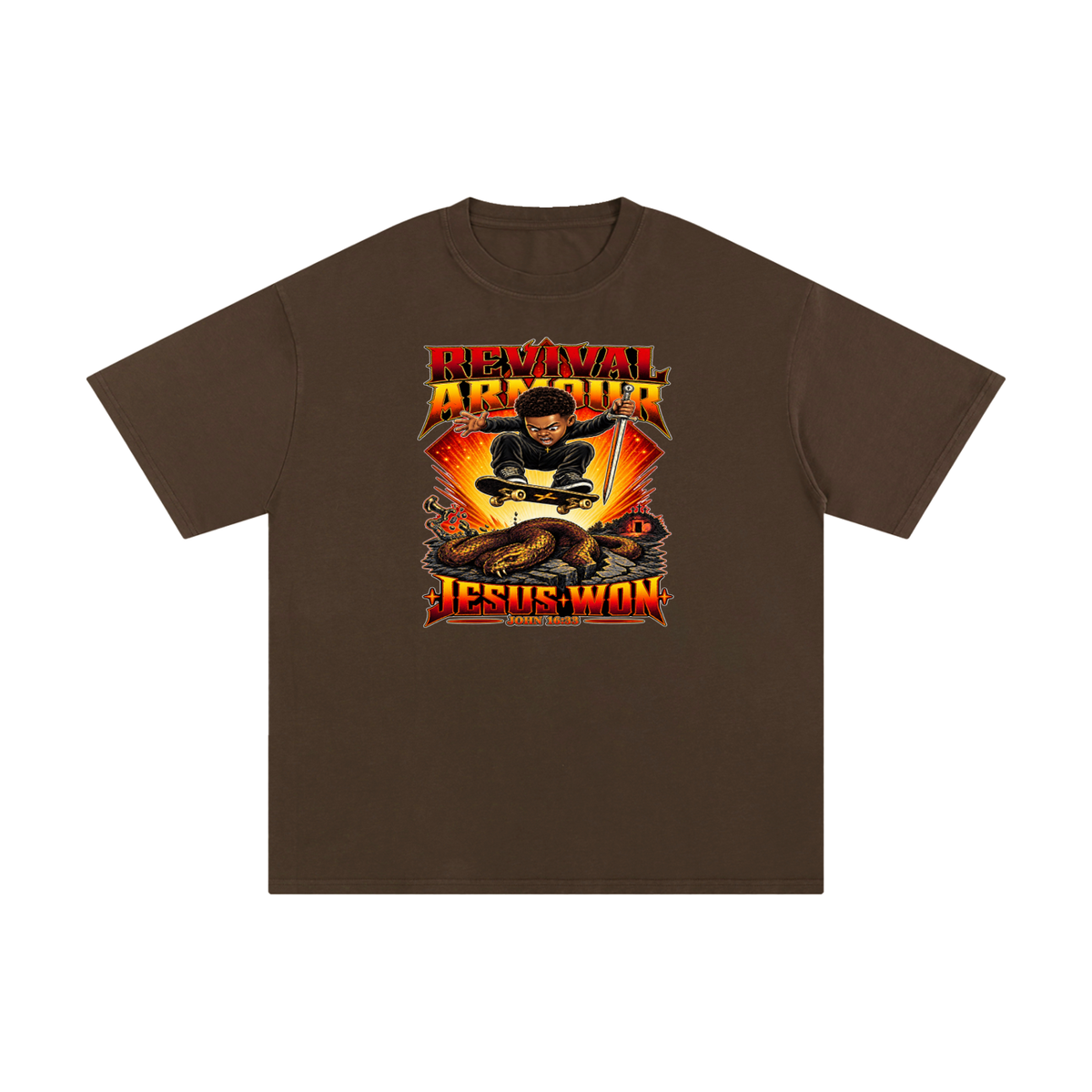 REVIVAL ARMOUR JESUS * WON - JOHN 16:33 - T-Shirt