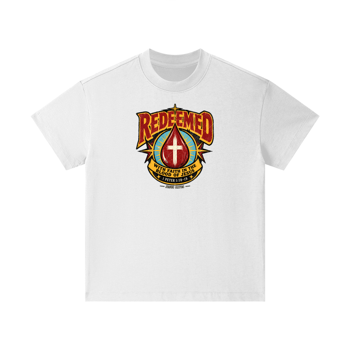 REDEEMED WITH FAITH IN THE BLOOD OF JESUS *1 PETER 1:18-19* Kids T-Shirt