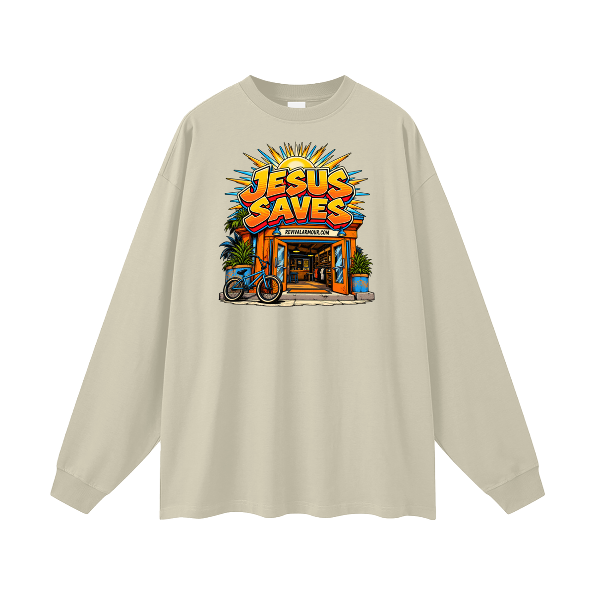JESUS SAVES REVIVALARMOUR.COM Long Sleeve T-Shirt