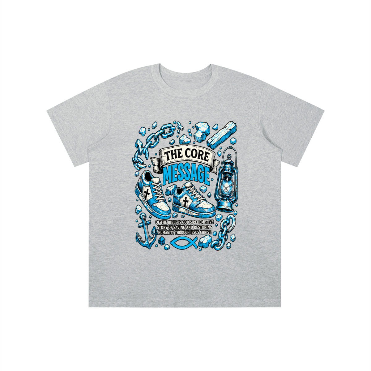 the core message of the bible is God's redemptive story of saving and restoring humanity through Jesus Christ. youth T-shirt