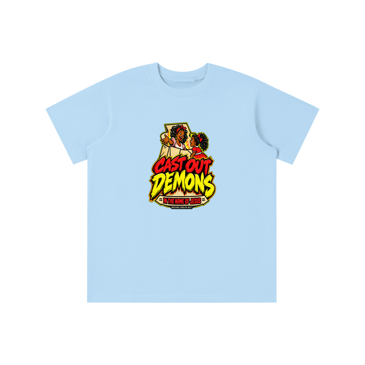 CAST OUT DEMONS IN THE NAME OF JESUS (MICHAELJPHELPS.NET) youth T-shirt