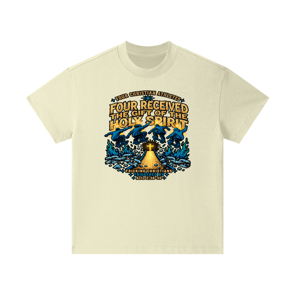 FOUR CHRISTIAN ATHLETES FOUR RECEIVED THE GIFT OF THE HOLY SPIRIT FRICKING CHRISTIANS TRIGGERED BY Acts 2:38-39 Kids T-Shirt