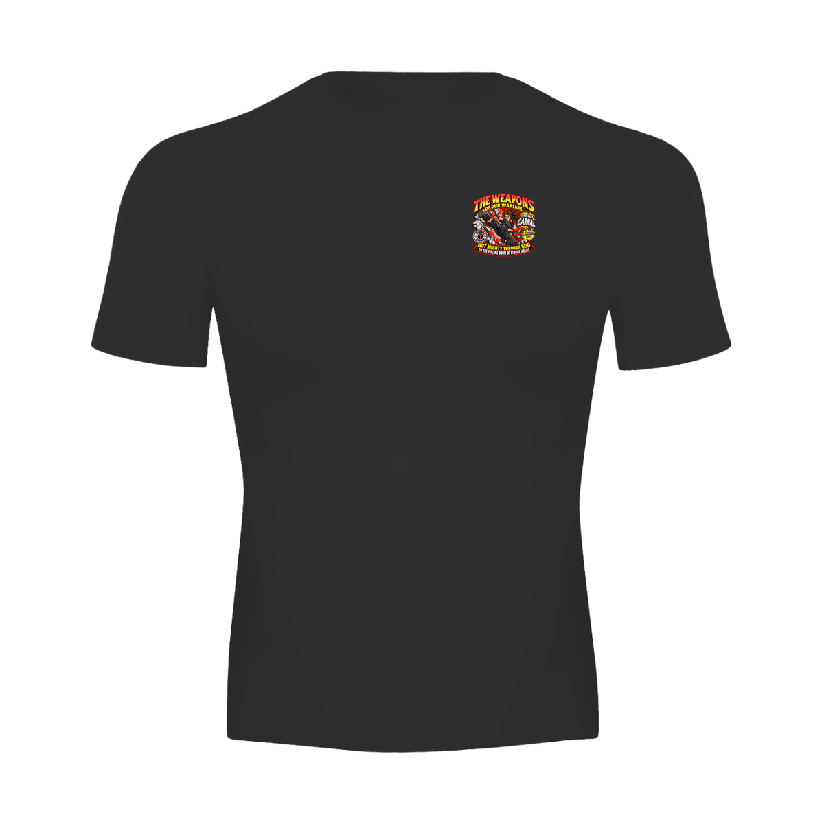 THE WEAPONS OF OUR WARFARE ARE NOT CARNAL INSPIRED BY 2 CORINTHIANS 10:4 BUT MIGHTY THROUGH GOD TO THE PULLING DOWN OF STRONG HOLDS REVIVAL ARMOUR sports T-Shirt