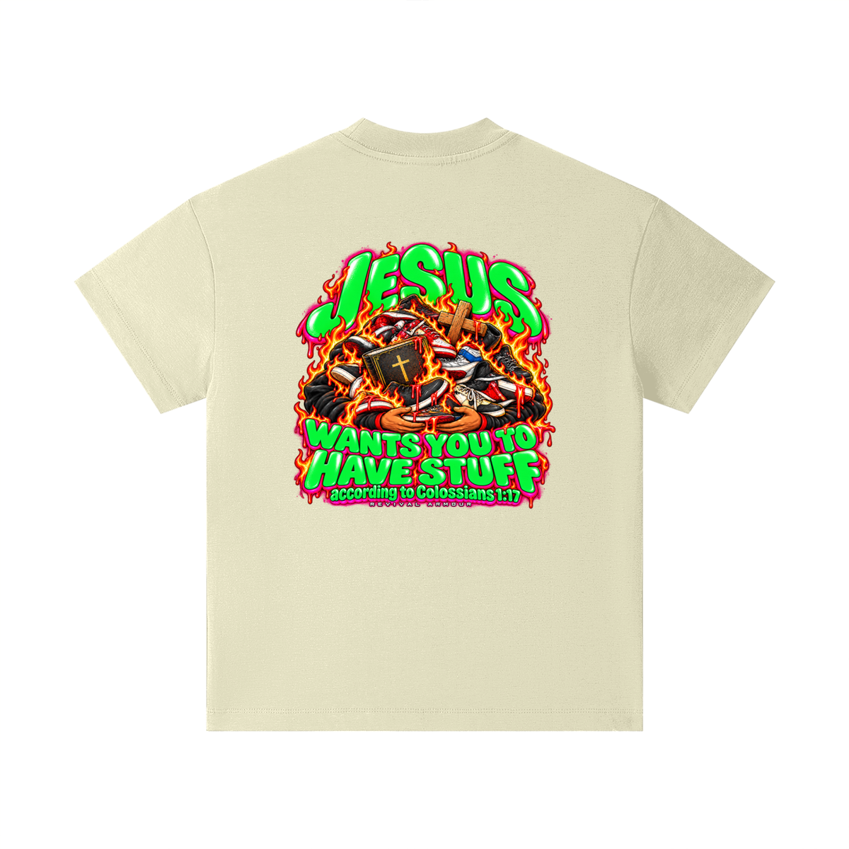 JESUS WANTS YOU TO HAVE STUFF according to COLLISIANS 1:17 Kids T-Shirt