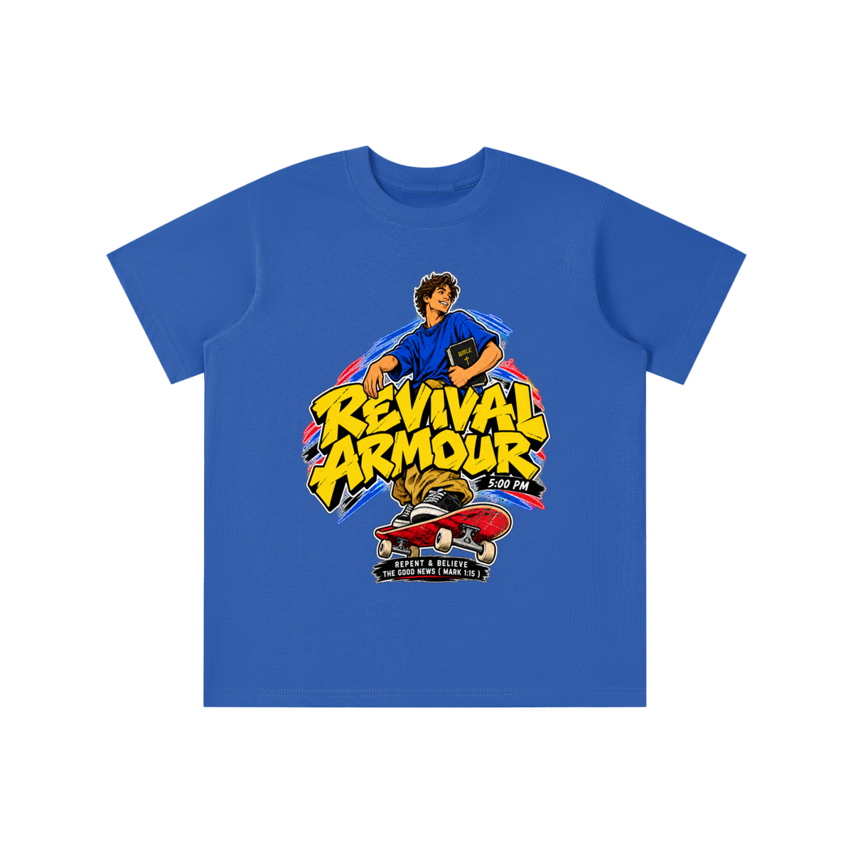 REVIVAL ARMOUR 5:00PM REPENT & BELIEVE THE GOOD NEWS ( MARK 1:15 ) youth T-shirt