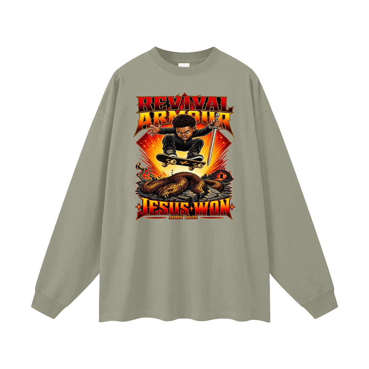 REVIVAL ARMOUR JESUS * WON - JOHN 16:33 - Long Sleeve T-Shirt