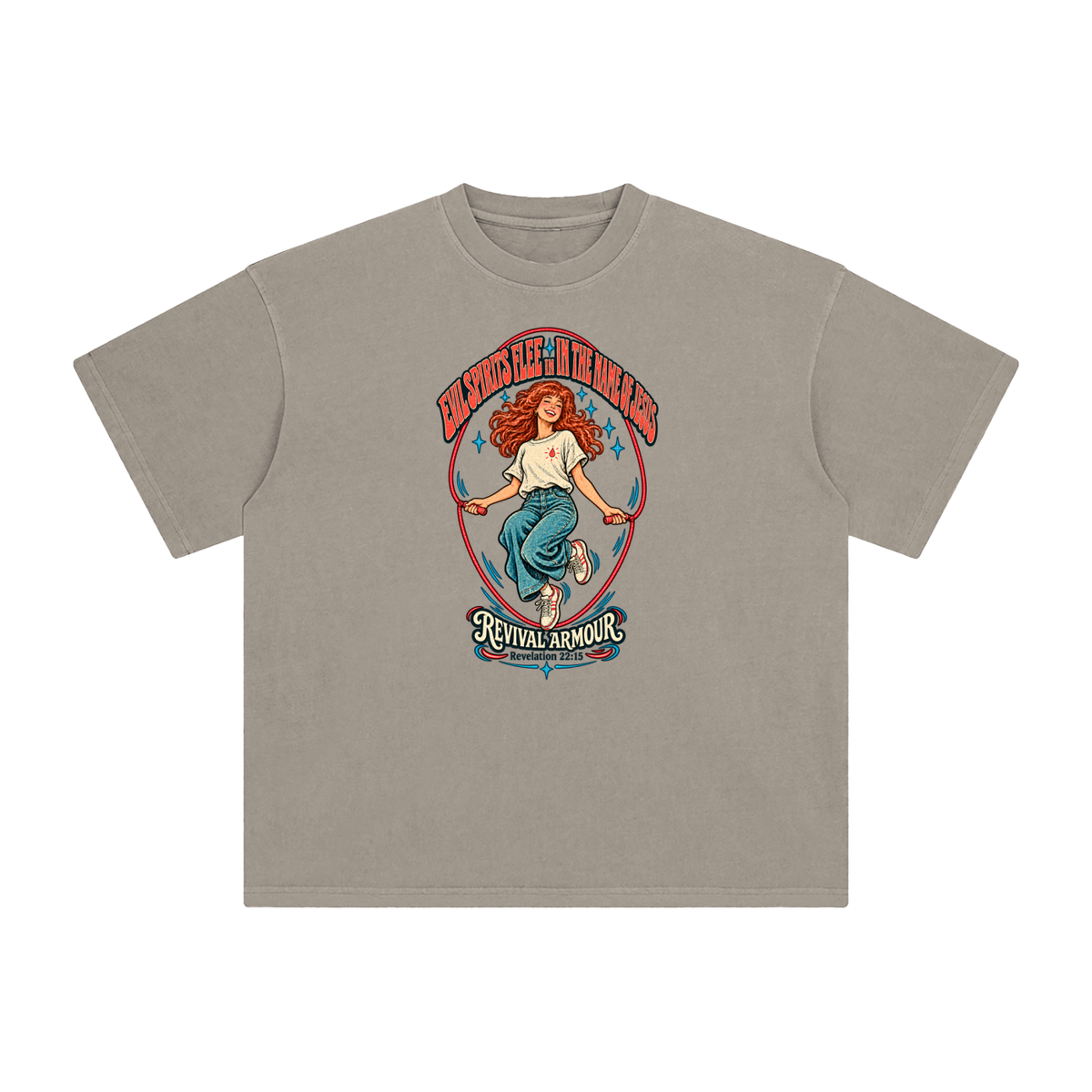 EVIL SPIRITS FLEE IN THE NAME OF JESUS REVIVAL ARMOUR *Revelation 22:15* T-Shirt