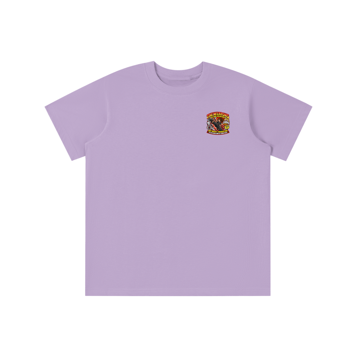 THE WEAPONS OF OUR WARFARE ARE NOT CARNAL INSPIRED BY 2 CORINTHIANS 10:4 BUT MIGHTY THROUGH GOD TO THE PULLING DOWN OF STRONG HOLDS REVIVAL ARMOUR youthT-shirt