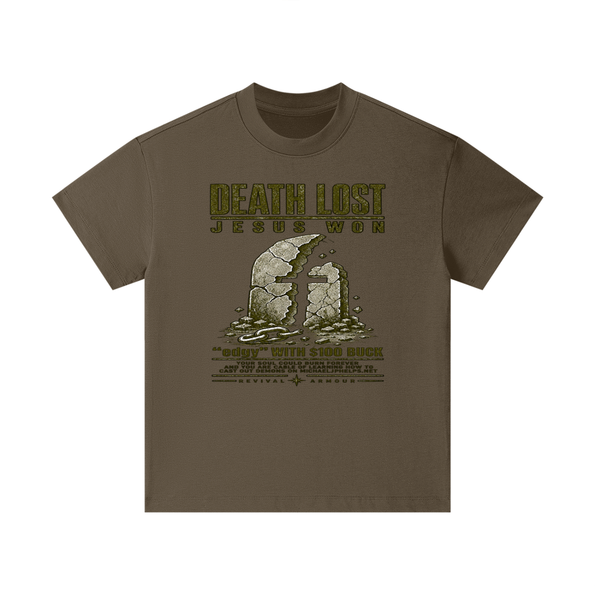 DEATH LOST JESUS WON "edgy" WITH $100 BUCK YOUR SOUL COULD BURN FOREVER AND YOU ARE CABLE OF LEARNING HOW TO CAST OUT DEMONS ON MICHAELJPHELPS.NET Kids T-Shirt