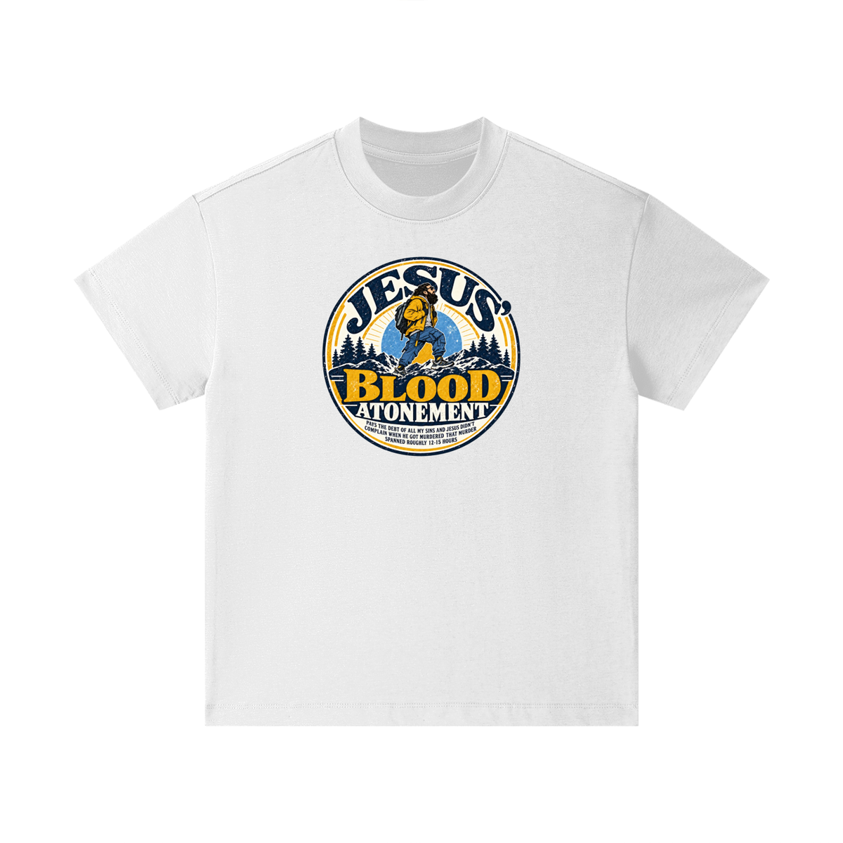 JESUS' BLOOD ATONEMENT PAYS THE DEBT OF ALL MY SINS AND JESUS DIDN'T COMPLAIN WHEN HE GOT MURDERED THAT MURDER SPNNED ROUGHLY 12-15 HOURS Kids T-Shirt