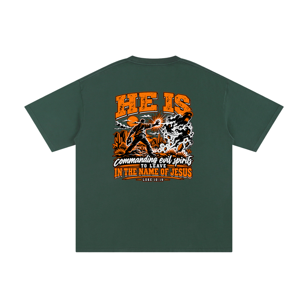 THE WEAPONS OF OUR WARFARE ARE NOT CARNAL HE IS COMMANDING EVIL SPIRITS TO LEAVE IN THE NAME OF JESUS - LUKE 10:19 - T-Shirt