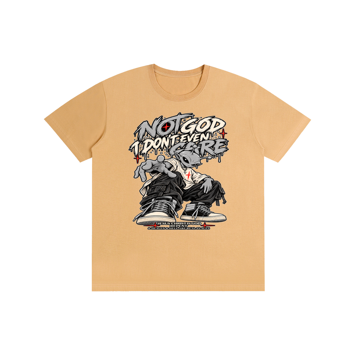 NOT GOD I DON'T EVEN CARE JESUS CHRIST IS GOD REPENT & HEAVEN & HELL ARE REAL PLACES T-Shirt