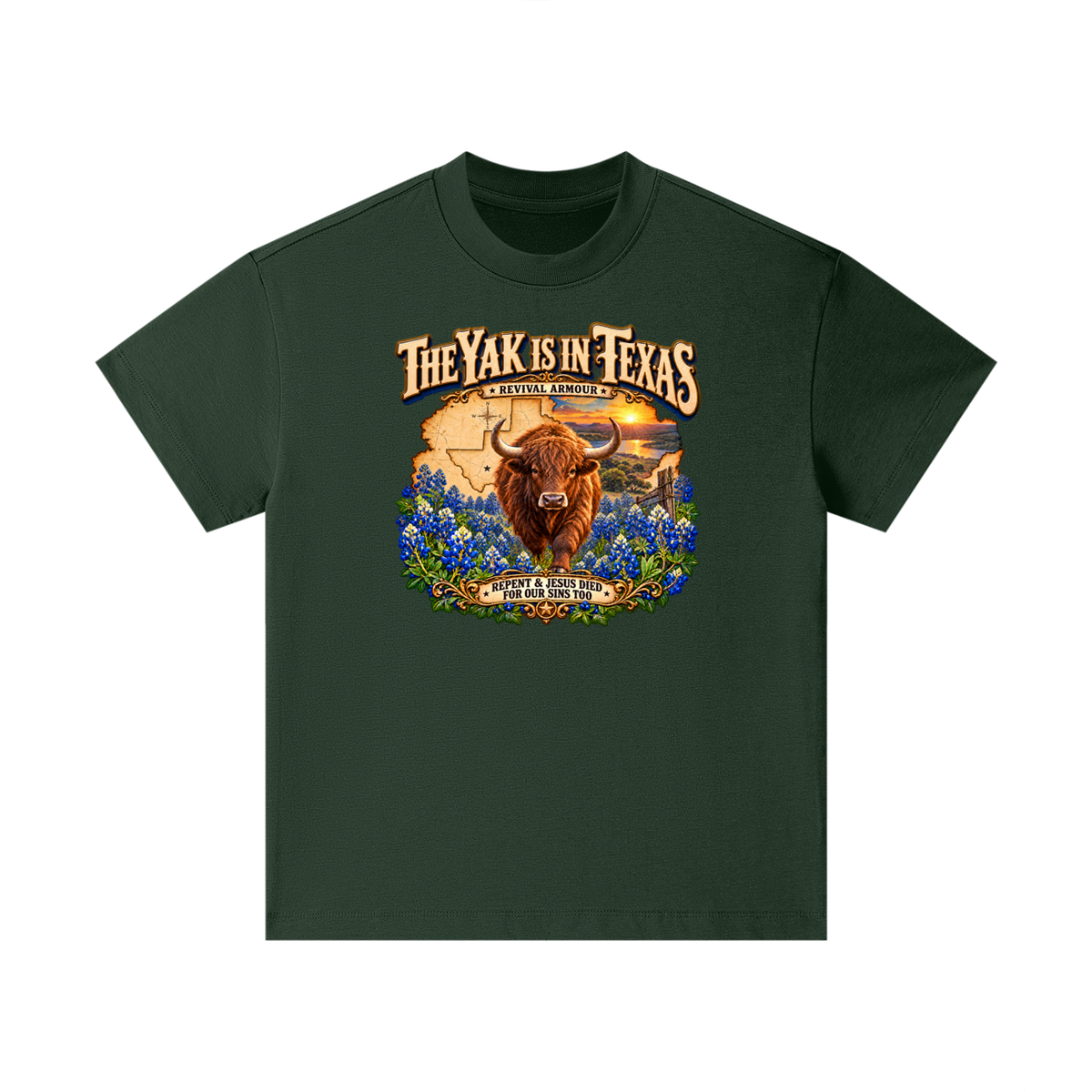 THE YAK IS IN TEXAS REPENT & JESUS DIED FOR OUR SINS TOO Kids T-Shirt