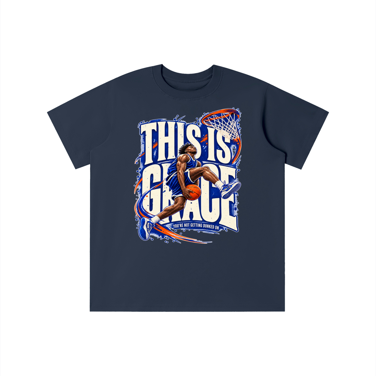 THIS IS GRACE YOU'RE NO GETTING DUNKED ON ( MARK 1:15 IS ON HIS SHOES ) youth T-shirt